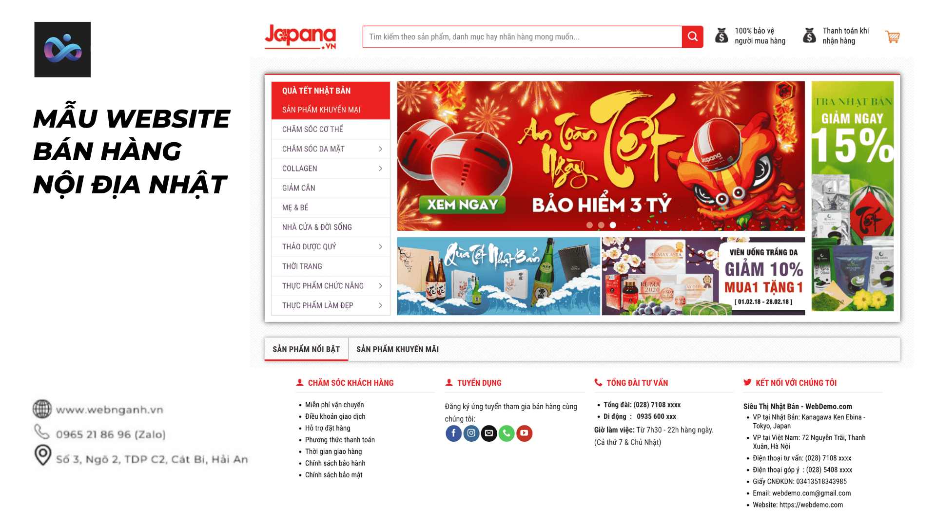 Mẫu Website bán hàng nội địa Nhật