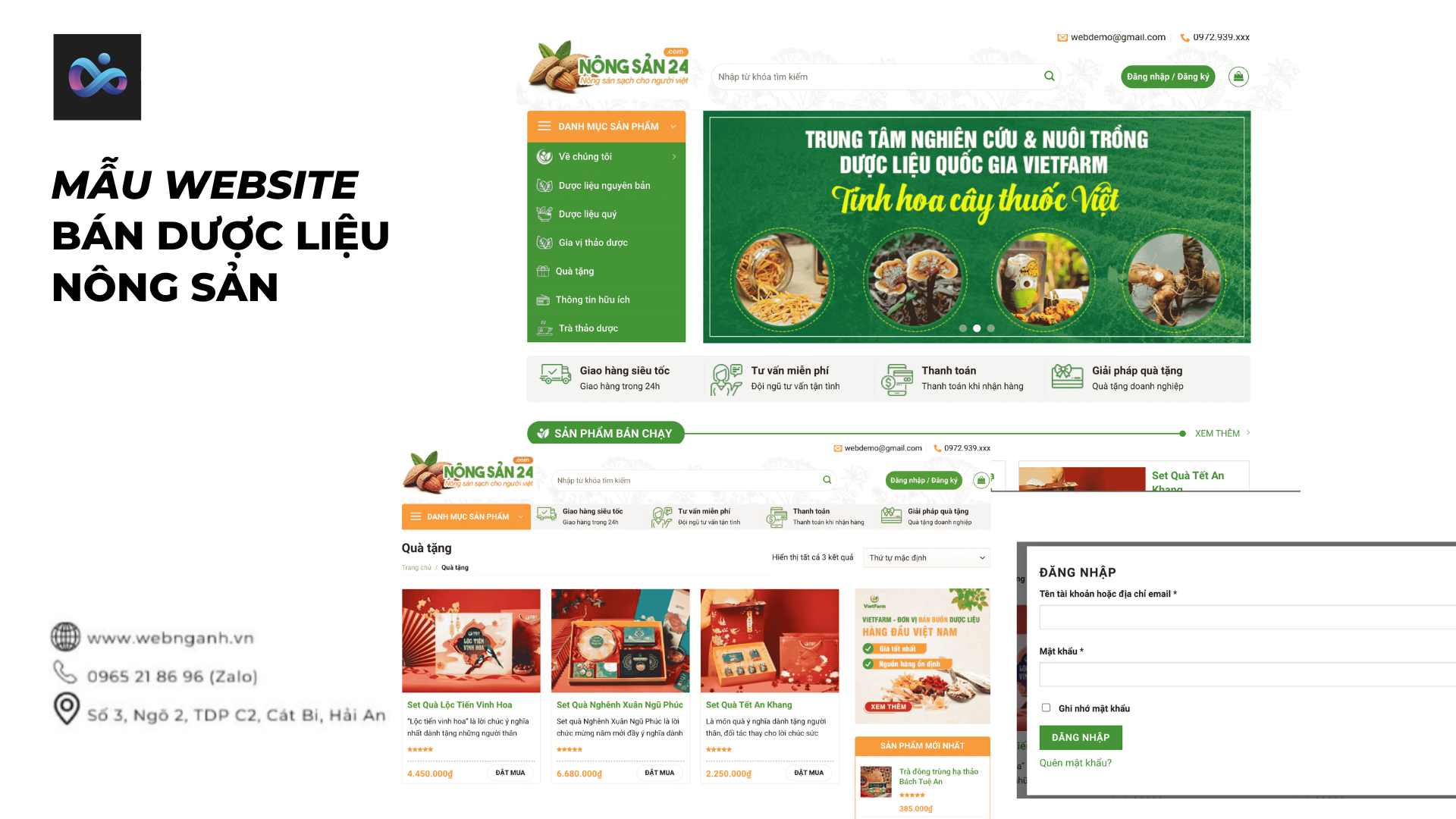 Mẫu Website bán dược liệu nông sản